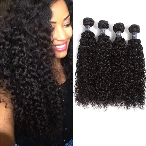 Miniatura 20 de Amella Hair Paquetes de Cabello Humano Brasileño Rizado con Cierre Grado 8A Virgen Sin Procesar Paquetes de Tejido de Cabello Brasileño con Cierre