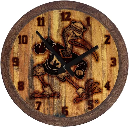 Miniatura 85 de The Fan-Brand NCAA Oklahoma Sooners: Reloj de pared con parte superior de barril de imitación para decoración de bar, decoración de fiesta