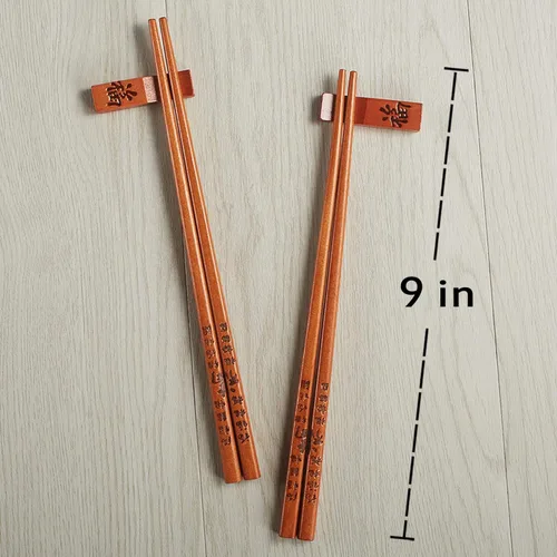 Miniatura 7 de Palillos reutilizables chinos FU/Fortune con soporte y bolsa de transporte, juego de regalo con estilo tradicional chino (2 pares)