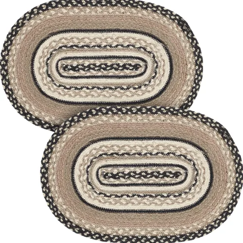 Miniatura 12 de VHC Brands Sawyer Mill, Dining Table Placemat, Braided Jute, Oval, Charcoal Creme, 10x15, 8 Pack 8 Pack