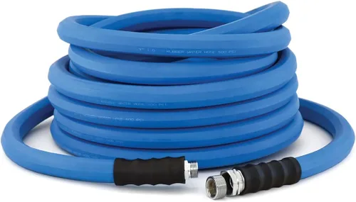 Miniatura 10 de BluSeal - Manguera de jardín de goma para agua caliente/fría, 100% goma, ultraligera, súper fuerte, 500 PSI, 50F a 190F grados, poliéster trenzado