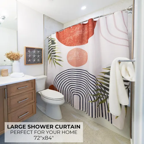 Miniatura 2 de KIBAGA Hermosa cortina de ducha bohemia para tu baño, una elegante cortina moderna de mediados de siglo de 72 x 84 pulgadas que se adapta