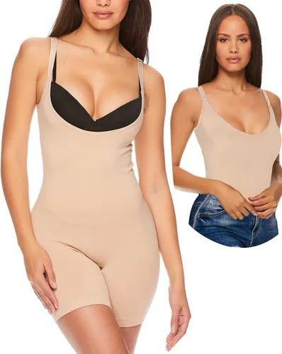 bebe Body moldeador sin costuras para mujer, úsalo con brasier propio, faja moldeadora de medio muslo, moldeador de cuerpo completo