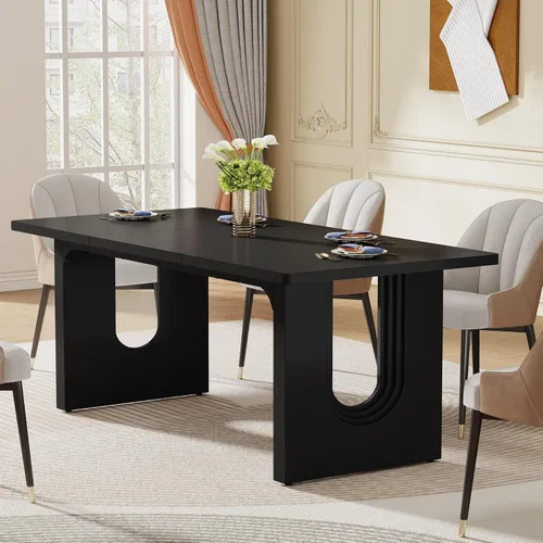 Miniatura 3 de Tribesigns Mesa de Comedor Moderna para 6 Personas, Mesa Grande de Comedor de Cocina de 71 pulgadas con Base de Pedestal de Madera, Mesa de Cena
