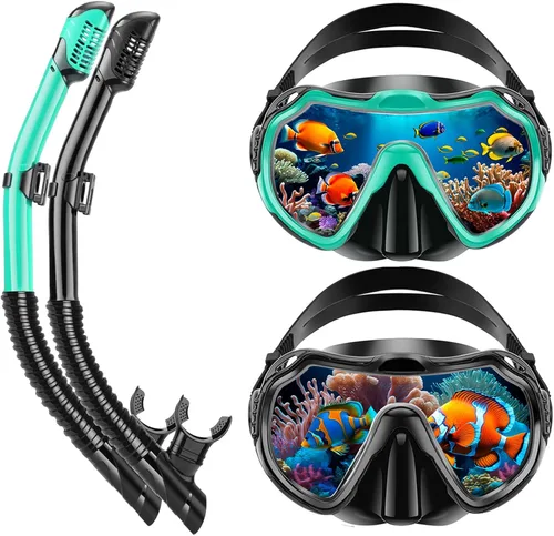 Miniatura 16 de Snorkeling Gear for Adults, Adult Snorkel Set with Panoramic Anti-Leak and Anti-Fog Tempered Glass Snorkel Mask, Dry Top Snorkel, Snorkle Mask Set