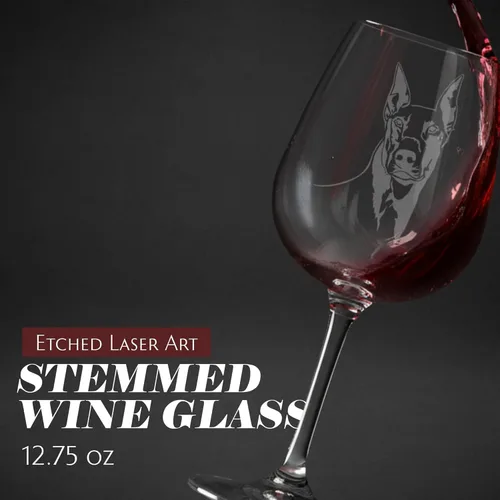 Miniatura 2 de Copa de vino de 12.75 onzas con diseño de perro grabado , D