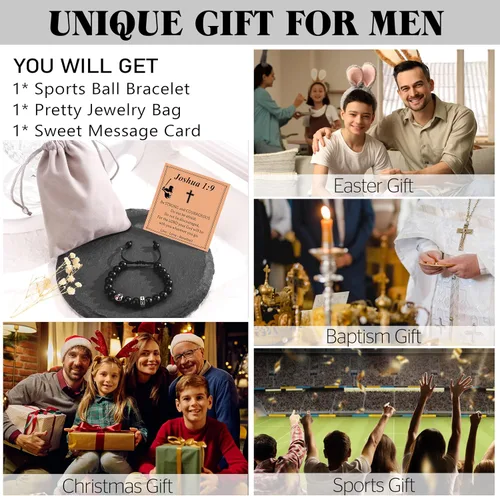 Miniatura 6 de Pulsera de béisbol, baloncesto, fútbol, fútbol y fútbol, para niños, pulsera de cuentas cruzadas, regalos para hijo, nieto, jugadores, fanáticos