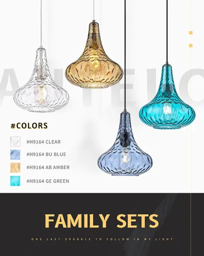 Miniatura 9 de AUTELO Lámpara colgante de cocina de vidrio con luz colgante de vidrio martillado para isla de cocina, sala de estar, comedor H9164 Vidrio