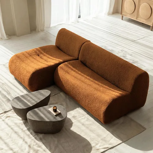 Miniatura 17 de Sofá individual modular curvado, sofá sherpa de espuma de 33 pulgadas, cómodos sofás de peluche para espacios pequeños, sofás modulares modernos