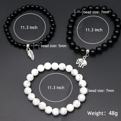 Miniatura 4 de C&L Accessories Pulseras de cuentas de chakras para mujeres, hombres y adolescentes, 3 pulseras curativas, juego de pulseras elásticas de bolas