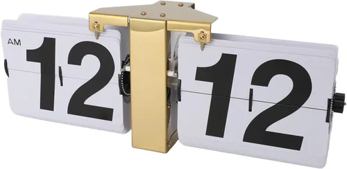 Miniatura 8 de Reloj automático con tapa mecánica digital con soporte dorado y tapa blanca, funciona con batería de 12 horas para colgar en escritorio y pared