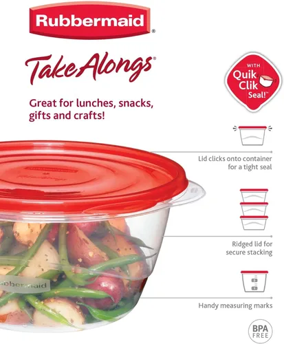 Miniatura 4 de Rubbermaid TakeAlongs - Recipientes cuadrados profundos para almacenamiento de alimentos, 5.3 tazas, 2