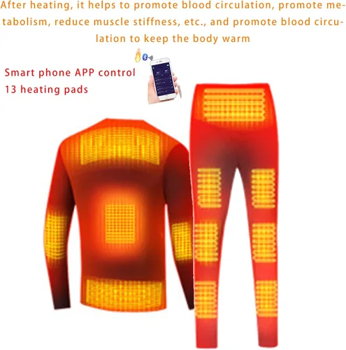 Miniatura 2 de Camisetas térmicas de manga larga con control inteligente, ropa interior térmica con pilas, ropa interior térmica para hombres