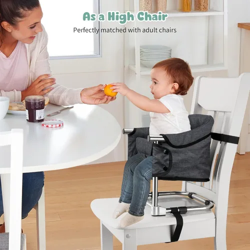 Miniatura 3 de Asiento elevador para mesa de comedor, silla elevadora portátil 3 en 1 con hebilla de seguridad, asiento de alimentación de bebé ajustable y Negro