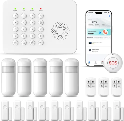 Miniatura 10 de Sistema de alarma PGST, sistemas inalámbricos de seguridad para el hogar con sensor de puerta expandible de bricolaje, detector de movimiento