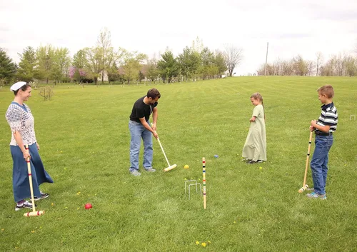 Miniatura 4 de Juego de Croquet Deluxe para 8 jugadores con bolsa de transporte (cuatro asas de 28 pulgadas/cuatro asas de 32 pulgadas)