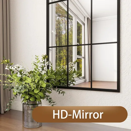 Miniatura 6 de Espejo de longitud completa, 56x22", espejo grande arqueado, espejos de cuerpo completo de panel de ventana negro para pared, espejos de pie