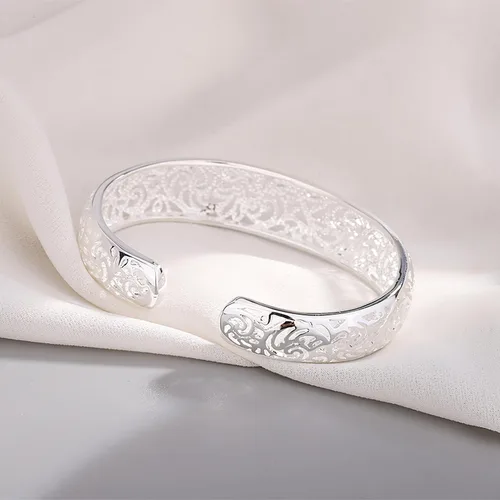Miniatura 4 de Pulsera de plata de ley 925 chapada en plata de ley 925, pulsera de alambre cruzado de múltiples capas, pulsera abierta ajustable para adolescentes