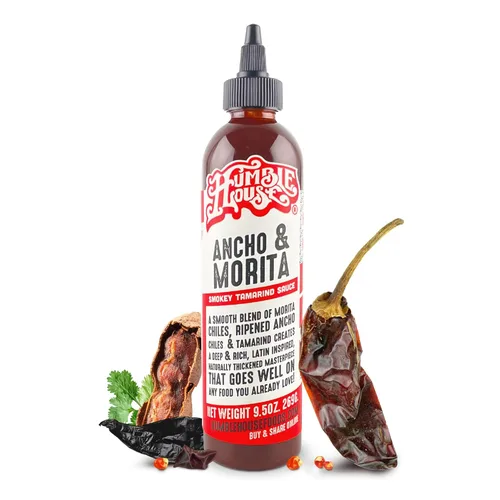 Humble House - Salsa picante de chiles Ancho & Morita, baja en calorías y sodio, condimentos veganos para alitas de pollo, filetes, tacos,