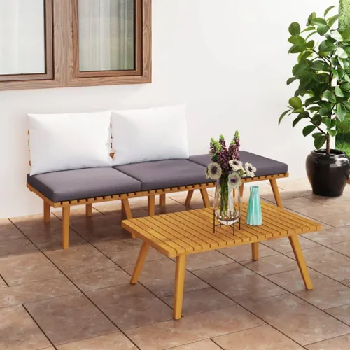 Miniatura 13 de Ensemble Salon de Jardin 7 Pièces en Acacia Massif Gris, Mobilier d'Extérieur Modulable avec Coussins Pour Terrasse, Balcon ou Jardin, Confortable