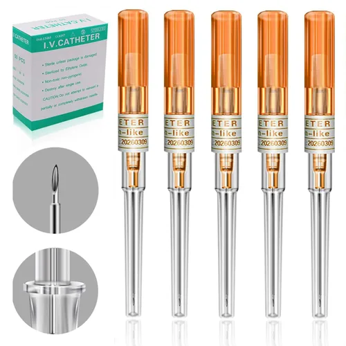 Agujas de catéter – 50 agujas de perforación de catéter 14G IV, agujas de perforación de oreja y nariz, agujas huecas para labio, lengua, ombligo,