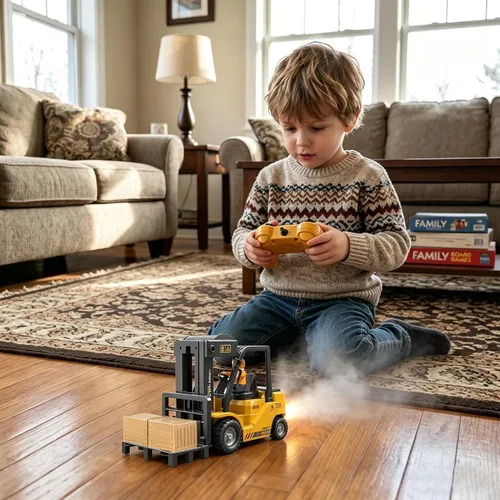 Miniatura 2 de Carretilla elevadora de control remoto a escala 1:24, carretillas elevadoras de juguete de 11 canales para niños, carretilla elevadora RC de 2 modos