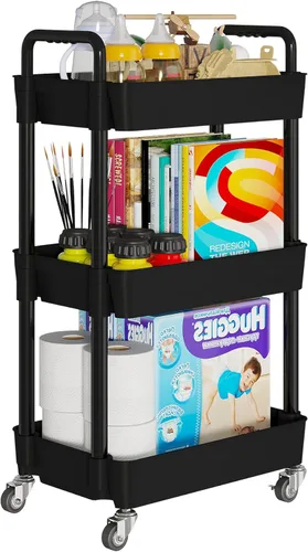 Miniatura 7 de Carritos de Almacenamiento de 3 Niveles Laiensia, Carrito Rodante Utilitario Multifunción Organizador de Almacenamiento de Cocina, Carrito