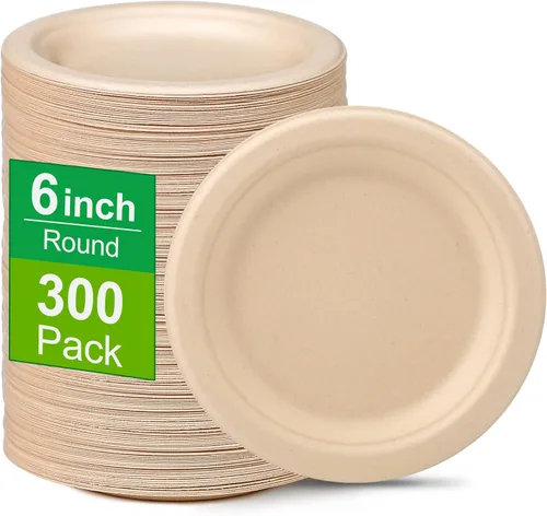 Miniatura 7 de Paquete de 100 platos de papel pequeños, platos de papel de 6 pulgadas a granel, platos de papel 100% compostables, platos desechables ecológicos