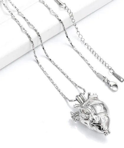 Miniatura 47 de Imrsanl Collar con colgante de joyería de cremación para cenizas – Collar anatómico de urna de corazón para cenizas – Medallones conmemorativos
