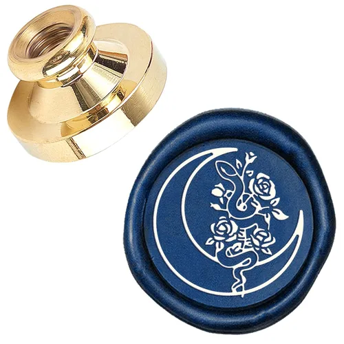 Miniatura 14 de CRASPIRE Juego de sellos de cera con diseño de luna, sol, nubes, latón, 0.98 pulgadas, extraíble, 1.181 in, con 1 mango de madera retro para bodas