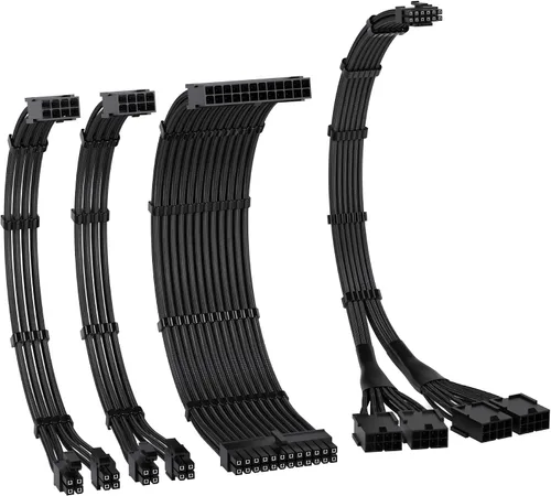 EZDIY-FAB PCIE 5.0 12VHPWR Kit de cable con funda, extensión de cable de fuente de alimentación 16AWG, cable con funda de fuente de alimentación de