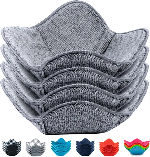 Miniatura 11 de Aticca Juego de 4 almohadillas calientes para tazas de caldo para microondas y platos calientes, multiusos, a prueba de calor Rojo