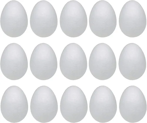 Crafjie Huevos de espuma, 15 huevos de espuma de 3.15 pulgadas (3.1 in), color blanco, suaves para primavera, Pascua, Halloween, Navidad,