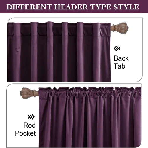 Miniatura 206 de RYB HOME Cortinas opacas de terciopelo para dormitorio, aislamiento térmico, privacidad, luz solar, bloqueo de calor, cortinas lujosas con bolsillo