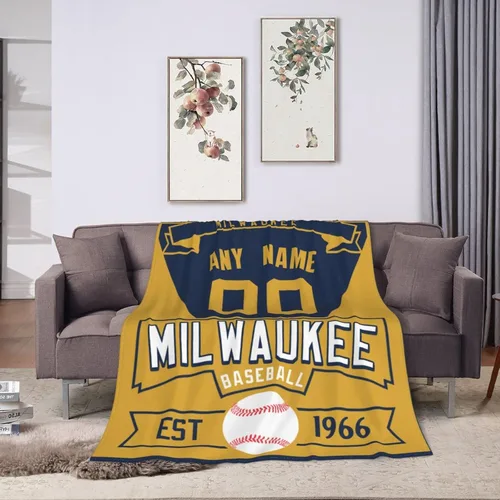 Miniatura 19 de Manta personalizada para fanáticos de la cama, regalo de béisbol, ciudad, invierno, verano, manta de forro polar con nombre y número personalizados
