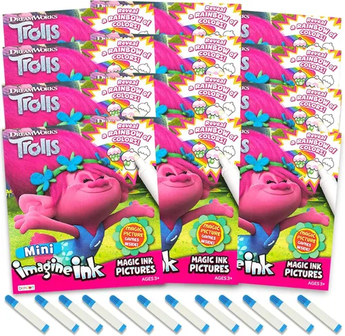 Miniatura 3 de Trolls Imagine - Juego de recuerdos de fiesta de tinta para niños de 3 a 5 años, paquete de 12 unidades con Trolls World Tour Libros para colorear