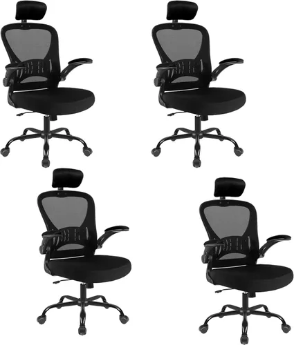 Miniatura 10 de Silla de oficina ergonómica de escritorio, cómoda altura ajustable con ruedas, soporte lumbar de malla giratoria para computadora, silla de oficina