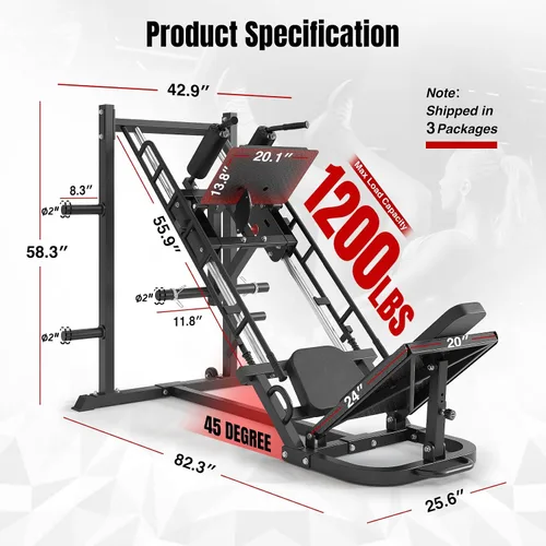 Miniatura 5 de Dripex Combo de máquina de sentadillas para gimnasio en casa, máquina de prensa de piernas ajustable para entrenamiento completo de la parte