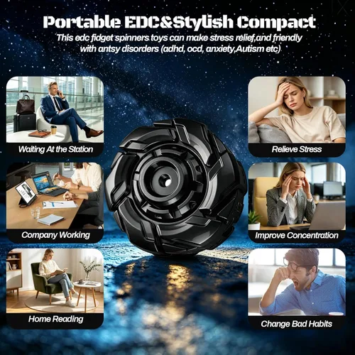 Miniatura 7 de EDC Fidget Sliders - Juguetes de metal para adultos para TDAH y ansiedad, autismo, alivio del estrés, juguetes de clicker, color negro