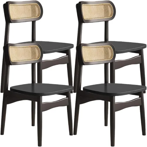 Miniatura 10 de YVYKFZD Solid Wood Dining Chairs Set, Armless Kitchen Chairs, Dining Room Chair with Rattan Backrest, Comfy Side Chair, for Living Room, Bedroom