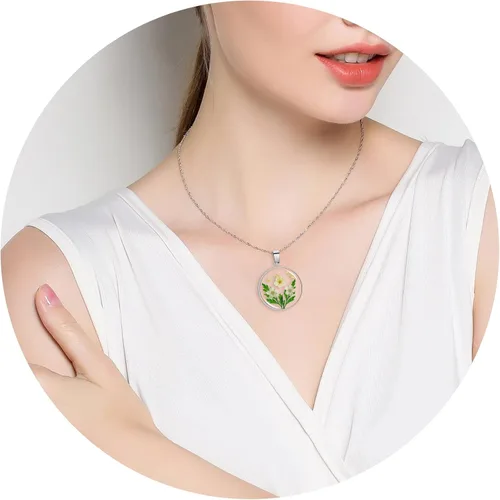 Miniatura 39 de Pressed Flower Necklace Gift for Women Personalized Handmade Necklaces Birth Flower Necklace