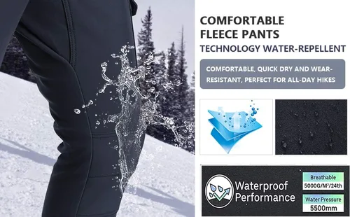 Miniatura 4 de linlon Pantalones cargo de senderismo para niños y jóvenes, impermeables, con forro polar suave y forro polar, pantalones de nieve aislados, Nieve