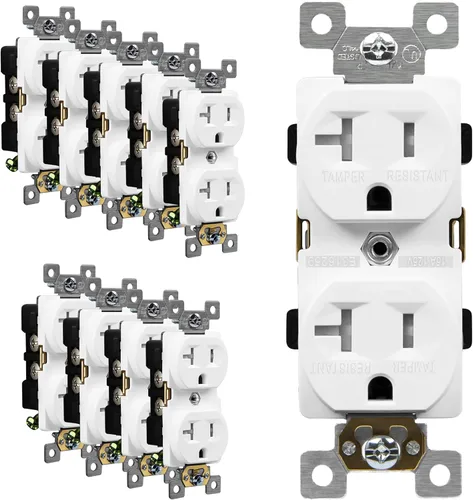 Miniatura 11 de ENERLITES Tomas de receptáculo dúplex, resistentes a manipulaciones, grado comercial, 15 A 125 V, autoconexión a tierra, 2 polos, 3 cables, 5-15R