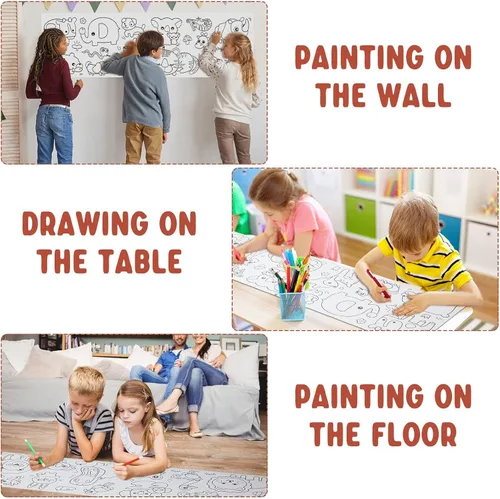 Miniatura 6 de 2 piezas de rollo de dibujo para niños, rollo de papel para colorear para regalo para niños, rollo de papel de dibujo y pintura DIY de 120 * 11.8