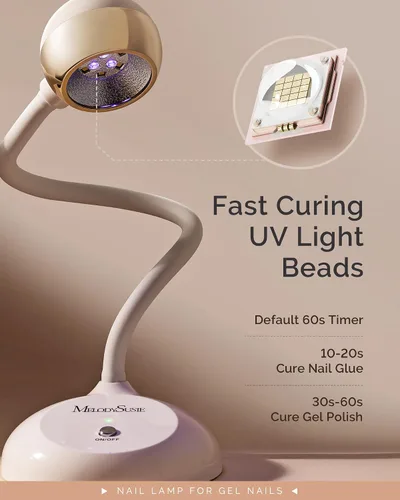 Miniatura 5 de MelodySusie Lámpara de uñas UV inalámbrica con cuello de cisne con ángulo de luz ajustable, S-Pro09M 2 en 1, recargable, secado rápido, seca todos