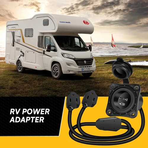 Miniatura 5 de MECESOR Enchufe de puerto de entrada de alimentación de CA de 15 amperios y 125 V, enchufe de entrada de alimentación de tierra RV con cable