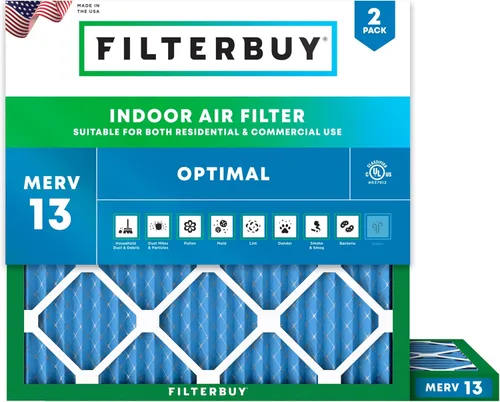 Miniatura 22 de Filterbuy Filtro de aire MERV 13 de 8 x 14 x 1 pulgadas, protección óptima contra el humo y la alergia (paquete de 2), filtros electrostáticos