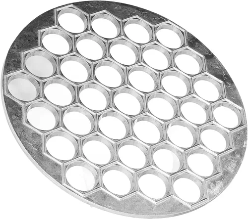 Miniatura 6 de Cyrank Molde de bola de masa para ravioles, 37 agujeros para hacer albóndigas rusas Pelmeni, molde de metal para hacer albóndigas ravioles