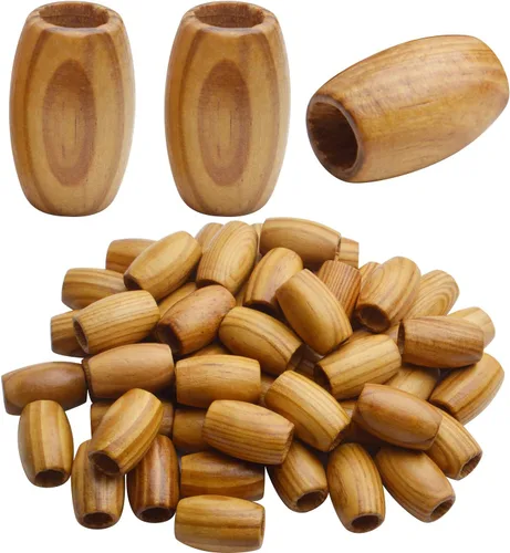 50 cuentas espaciadoras de madera natural grandes, ovaladas, sueltas, agujero de 0.394 pulgadas para joyas de bricolaje, manualidades para el