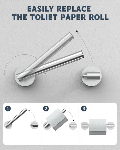 Miniatura 2 de RARXTR Soporte de papel higiénico con acabado pulido, acero inoxidable SUS304, soporte de rollo de papel higiénico giratorio de doble poste montado